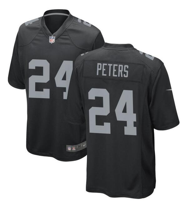 Men's Las Vegas Raiders #24 Marcus Peters Black Football Stitched Game Jersey